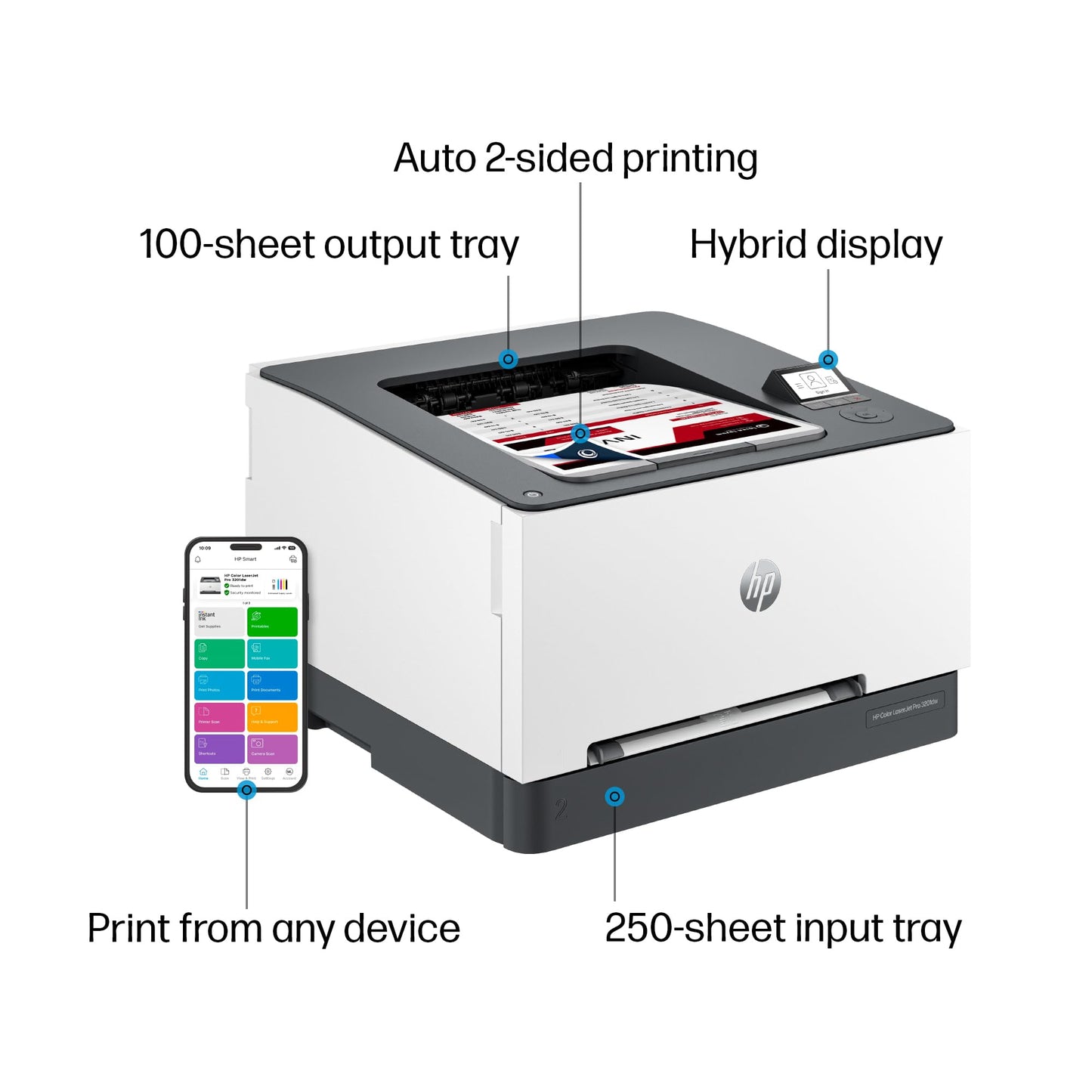 HP Color Laserjet Pro 3201dw Wireless Color Laser Printer, Duplex (499Q9F)