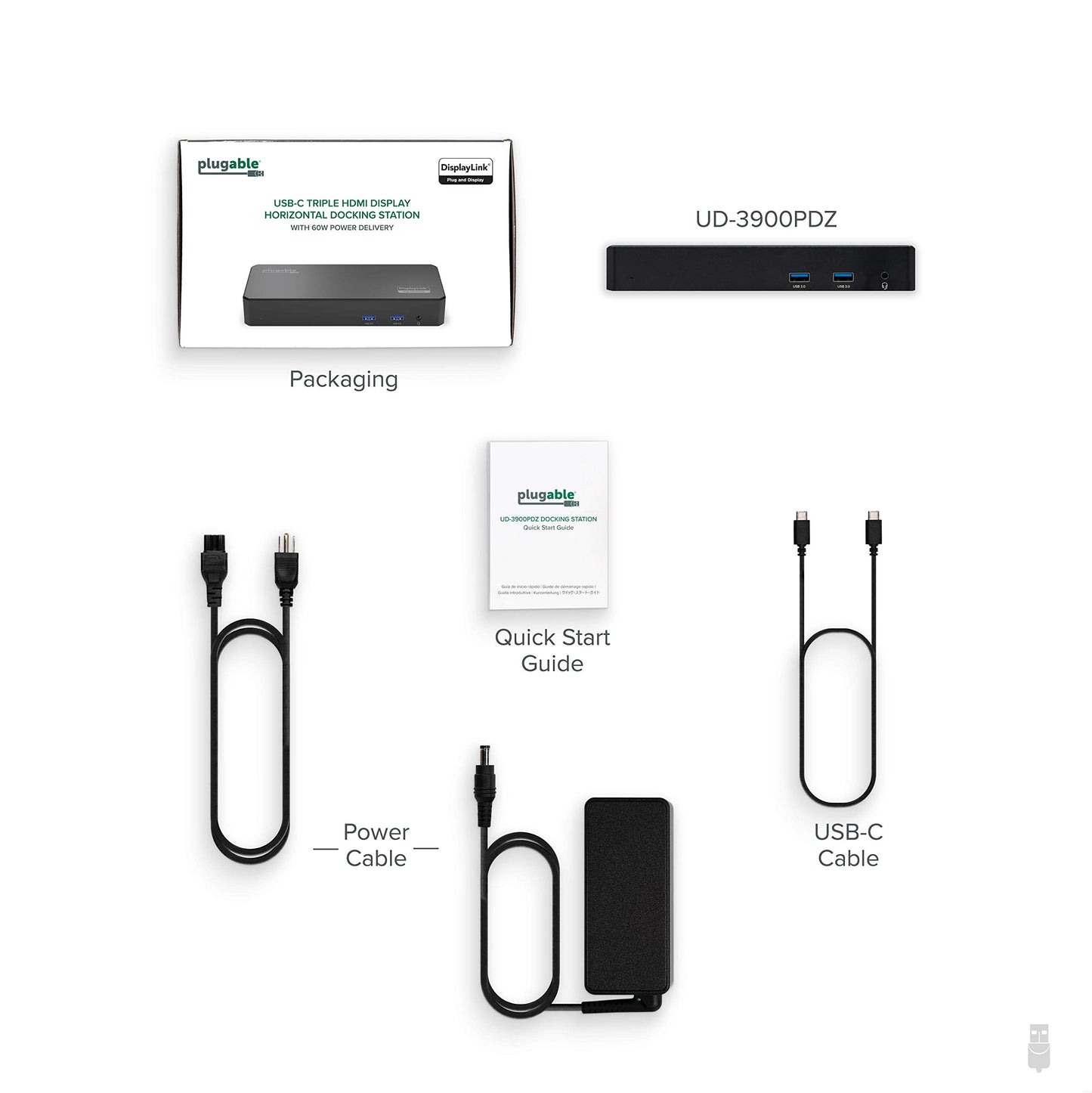 Plugable USB C Triple Display Docking Station with Laptop Charging, Thunderbolt