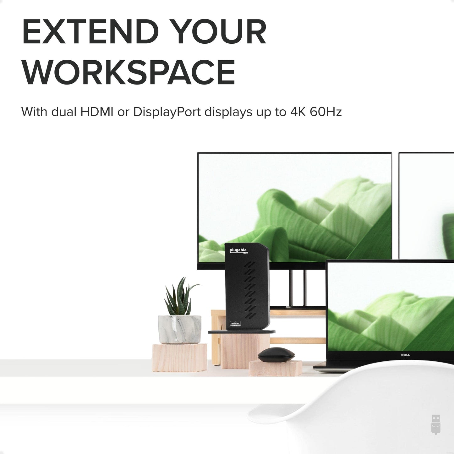 Plugable USB 3.0 and USB-C Dual 4K Display Docking Station with DisplayPort and