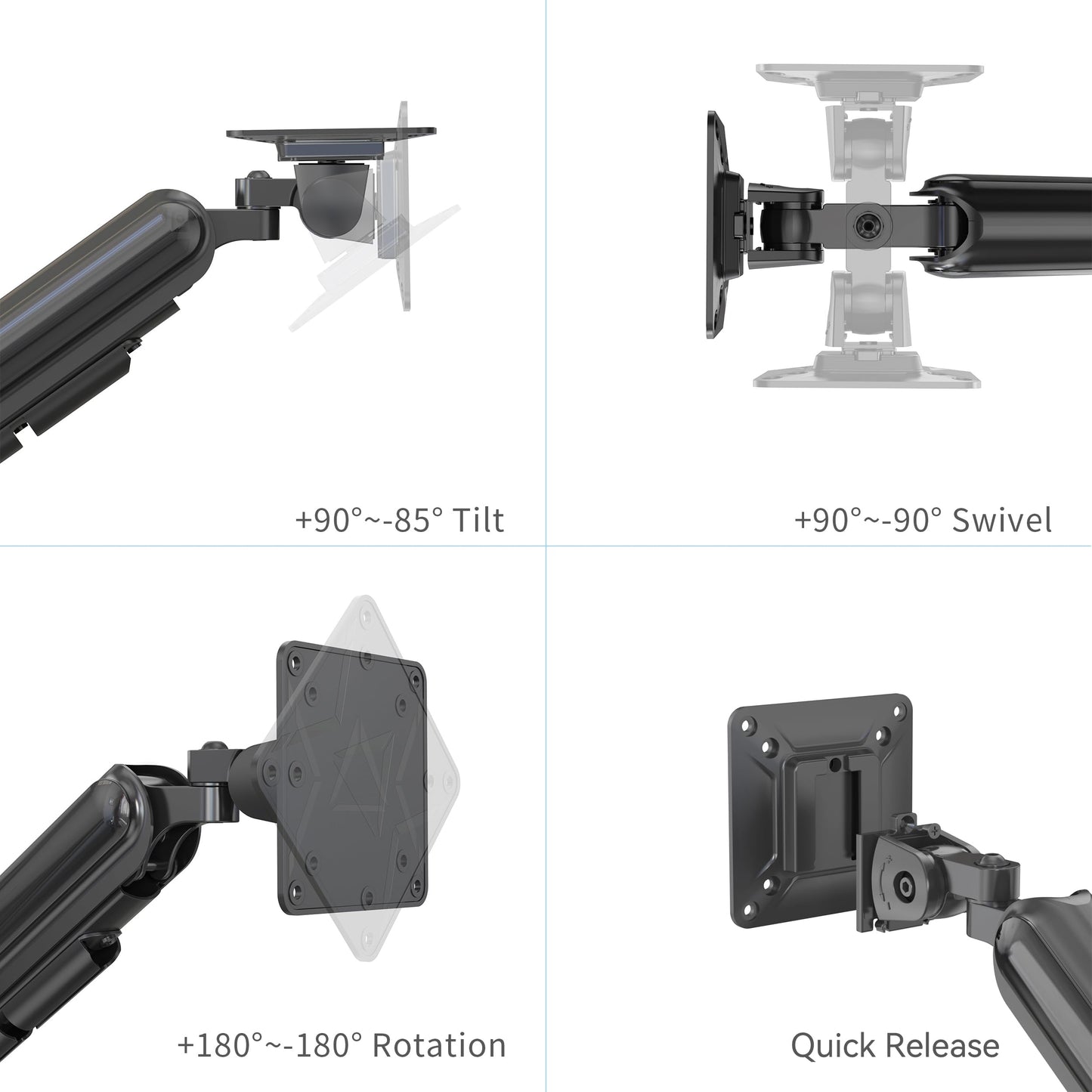 Rosewill Premium Single Monitor Mount, 13 to 35 Inch, 0 to 26.5lbs, Ultrawide