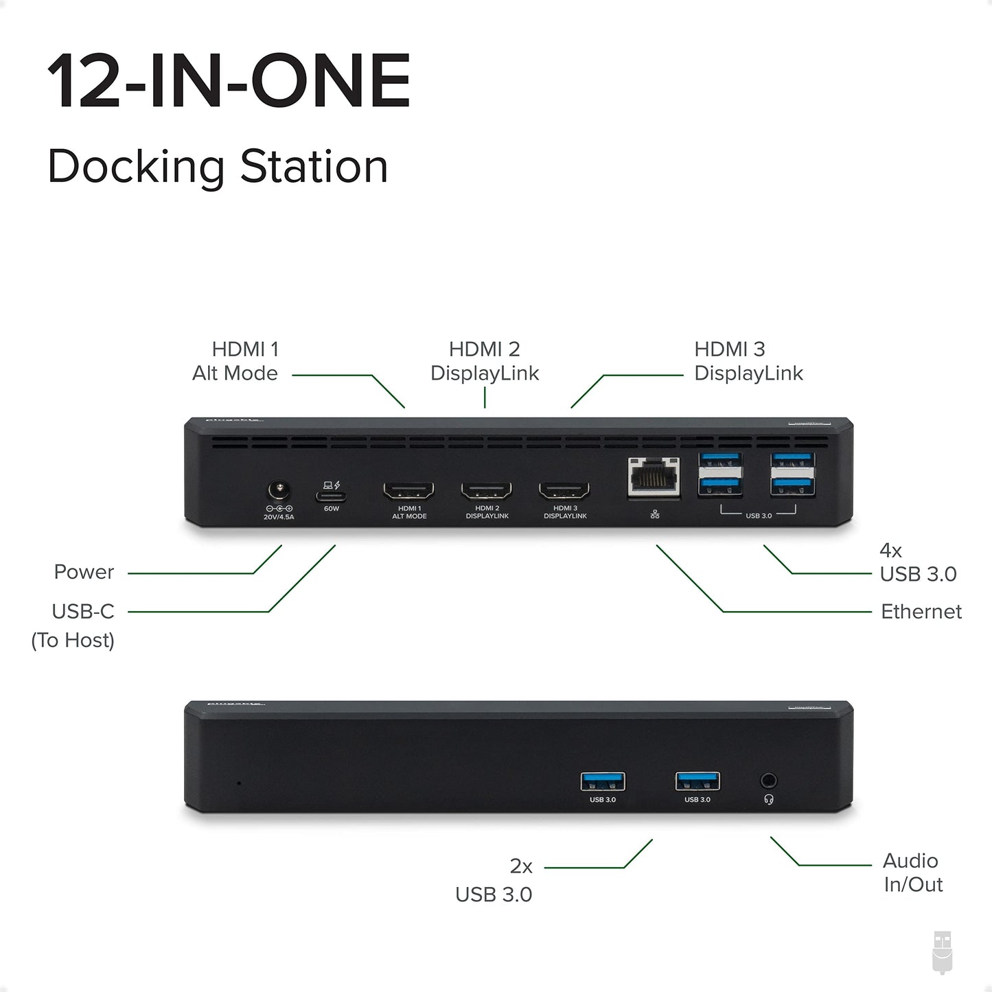 Plugable USB C Triple Display Docking Station with Laptop Charging, Thunderbolt