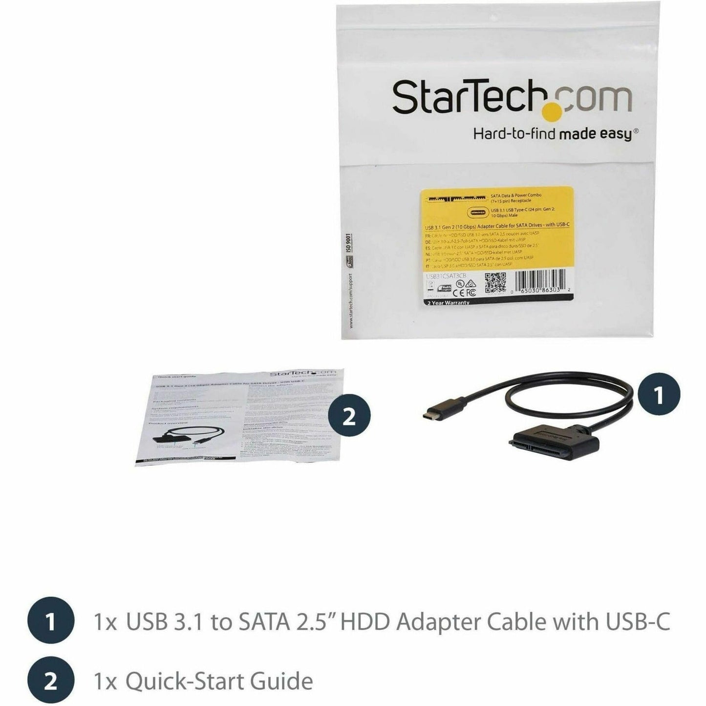 StarTech.com USB31CSAT3CB USB 3.1 (10Gbps) Adapter Cable for 2.5" SATA Drives -