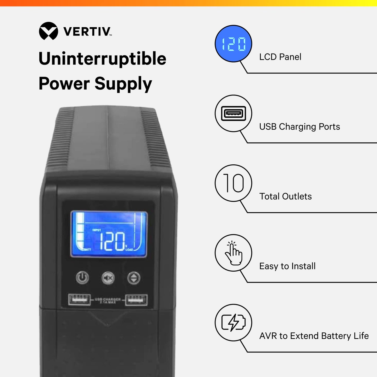 Vertiv Liebert PSA5 UPS - 700VA/420W 120V | Line Interactive AVR Tower UPS