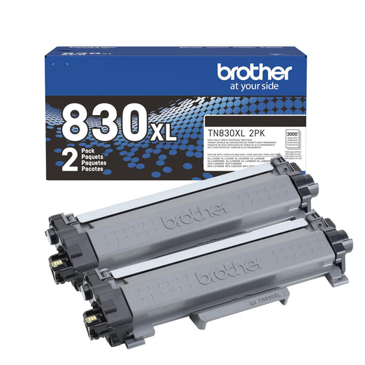 Brother Genuine TN830XL2PK Black High Yield Printer Toner Cartridge 2-Pack