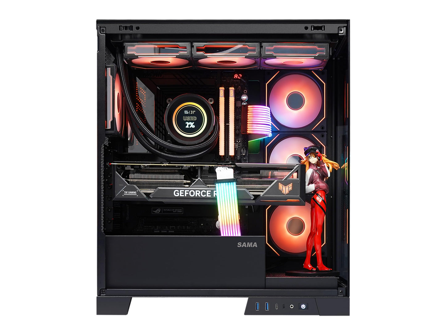 Sama Neview 2351 Black Dual USB3.0 and Type C Tempered Glass ATX Mid Tower