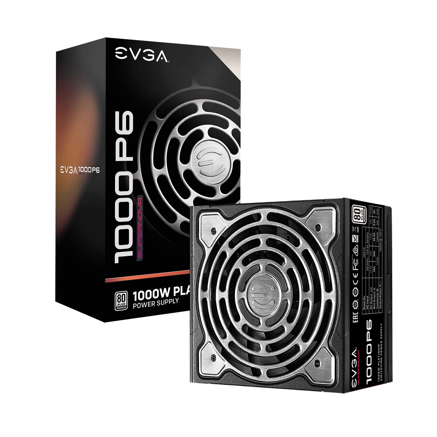 EVGA SuperNOVA 1000 P6, 80 Plus Platinum 1000W, Fully Modular, Eco Mode with FDB