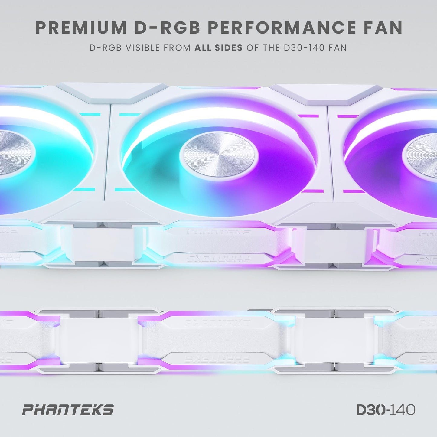 Phanteks D30-140 DRGB PWM FAN 3Pack, Premium D-RGB Performance Fans, ARGB/DRGB