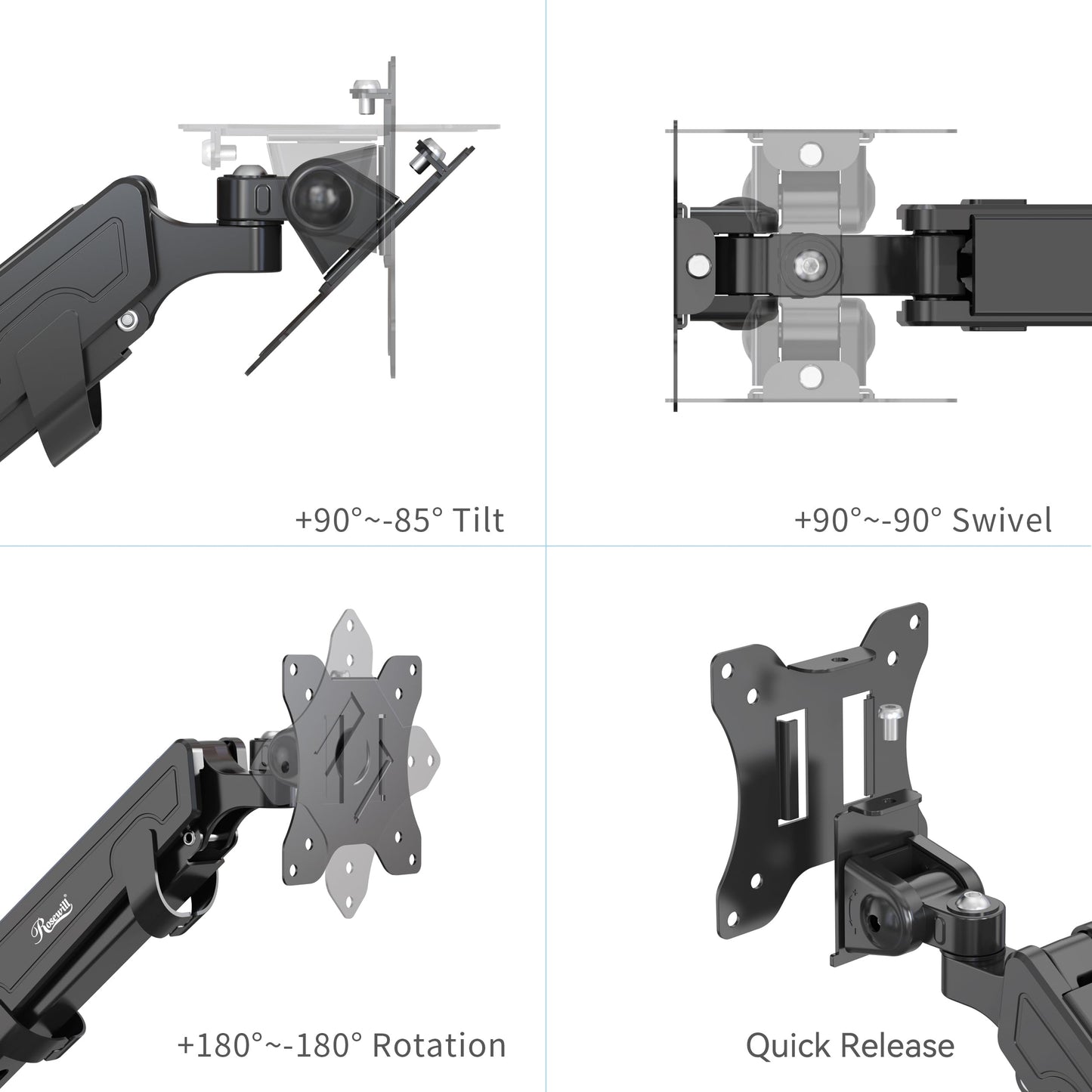 Rosewill Dual Monitor Mount, 15 -32 Inch Monitor Mount 2 Monitors, Ergonomic