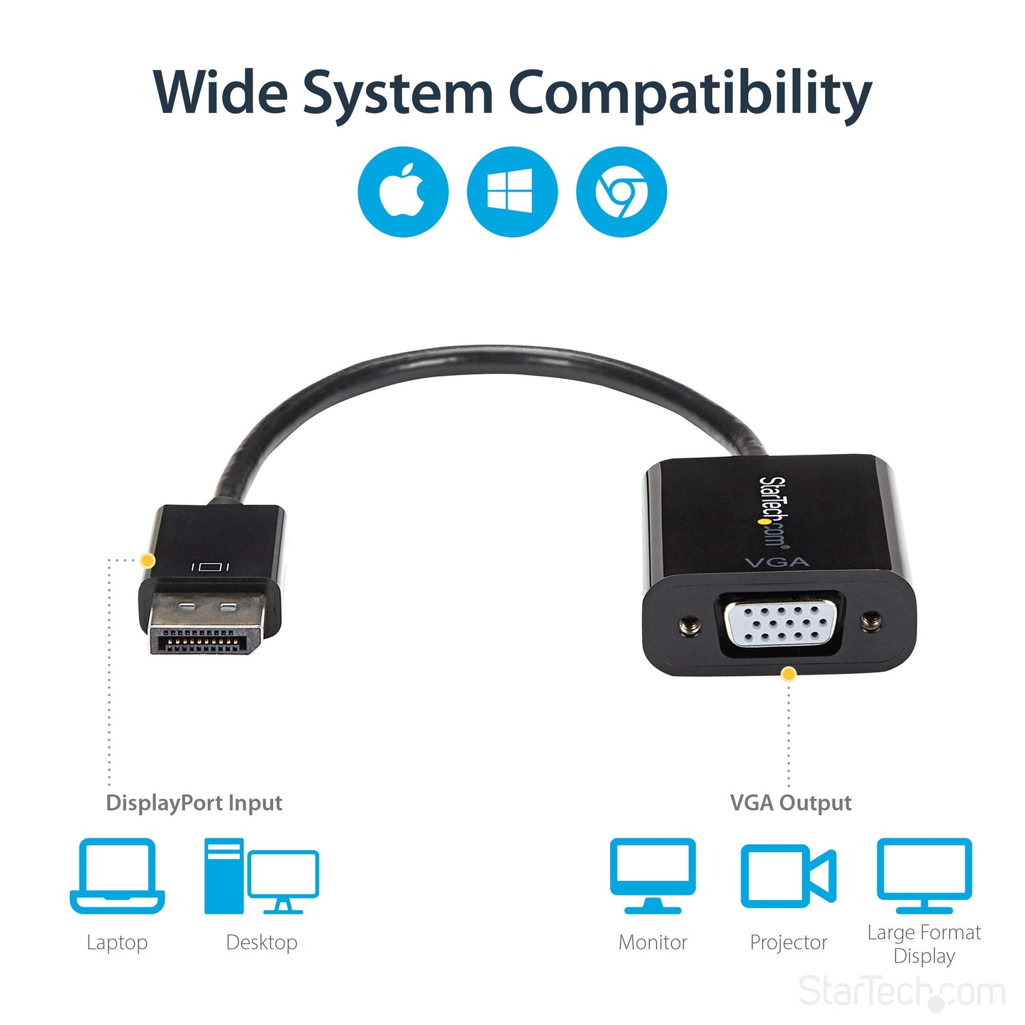 StarTech.com DP2VGA3 DisplayPort to VGA Adapter Converter - DP to VGA - Connect