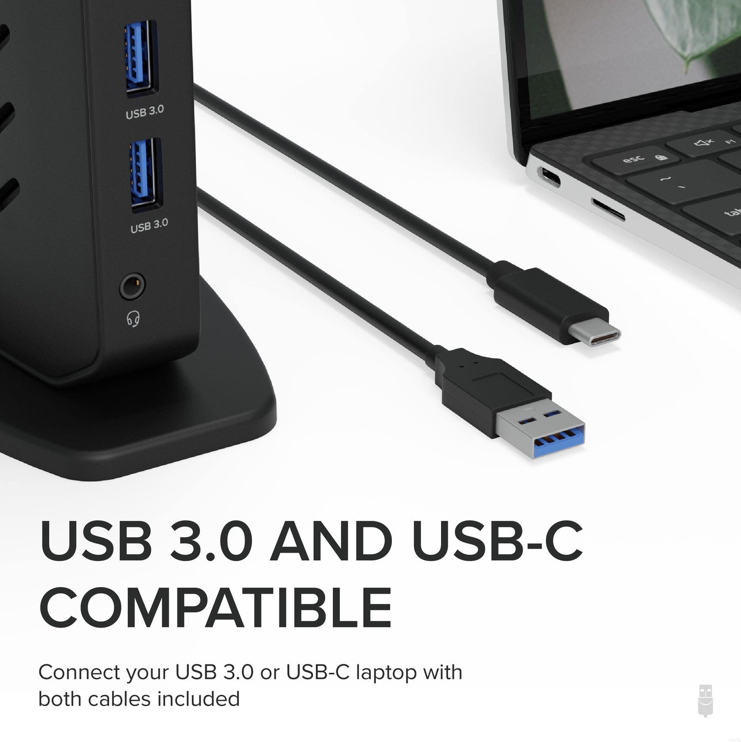 Plugable USB 3.0 and USB-C Universal Laptop Docking Station for Windows and Mac