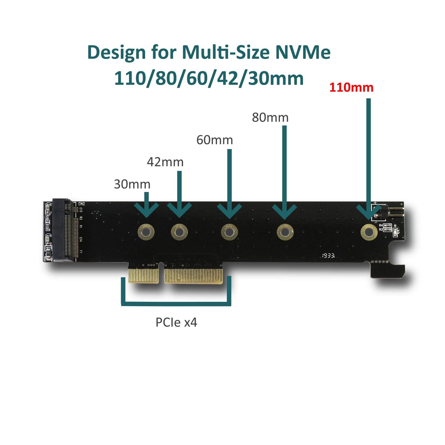 VANTEC UGT-M2PC130 M.2 NVMe PCIe x4 Low Profile Adapter With 110 Length Support