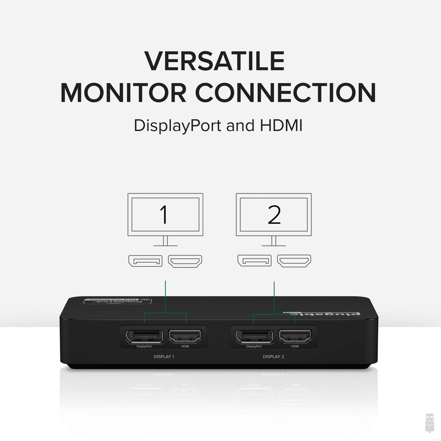 Plugable 4K DisplayPort and HDMI Dual Monitor Adapter for USB 3.0 and USB-C,