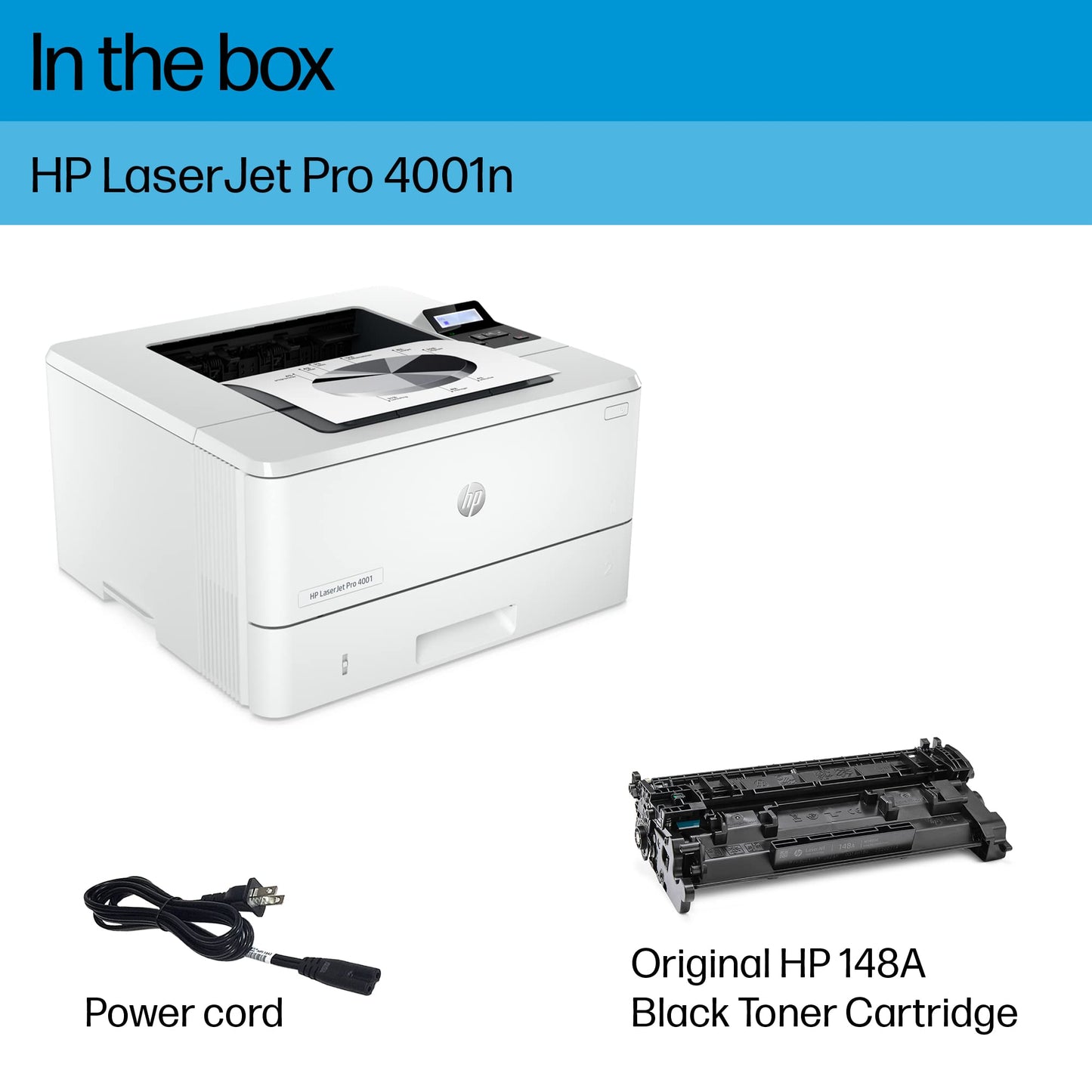 HP - LaserJet Pro 4001n Black-and-White Laser Printer with 3 months of Instant