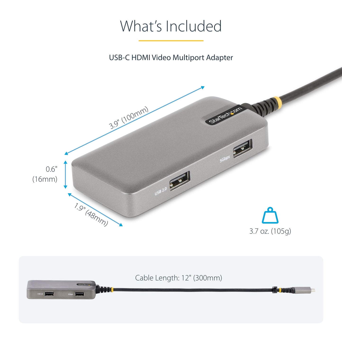 StarTech USB-C Multiport Adapter 100W PD Pass-Through 104BUSBCMULTIPORT