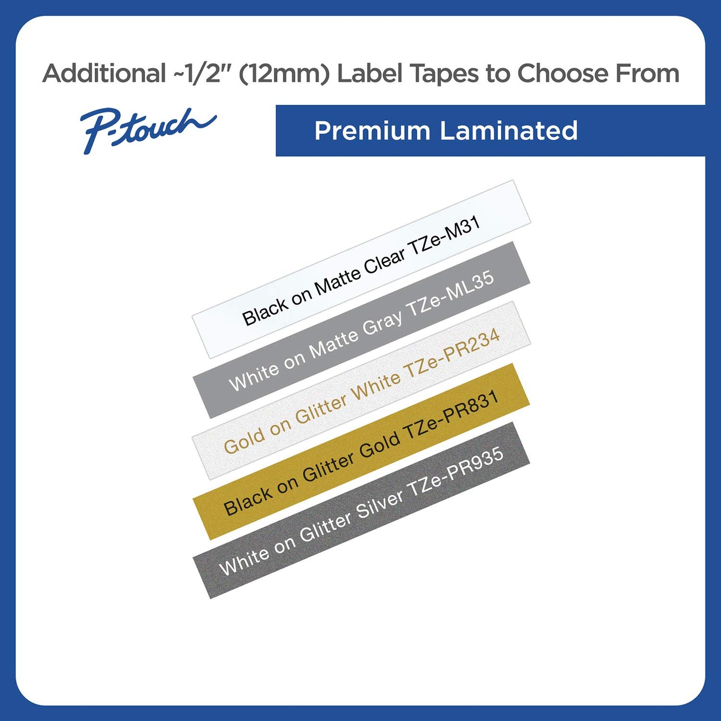 Brother TZEMQ531 Tz Standard Adhesive Laminated Labeling Tape, 1/2 Inch W,