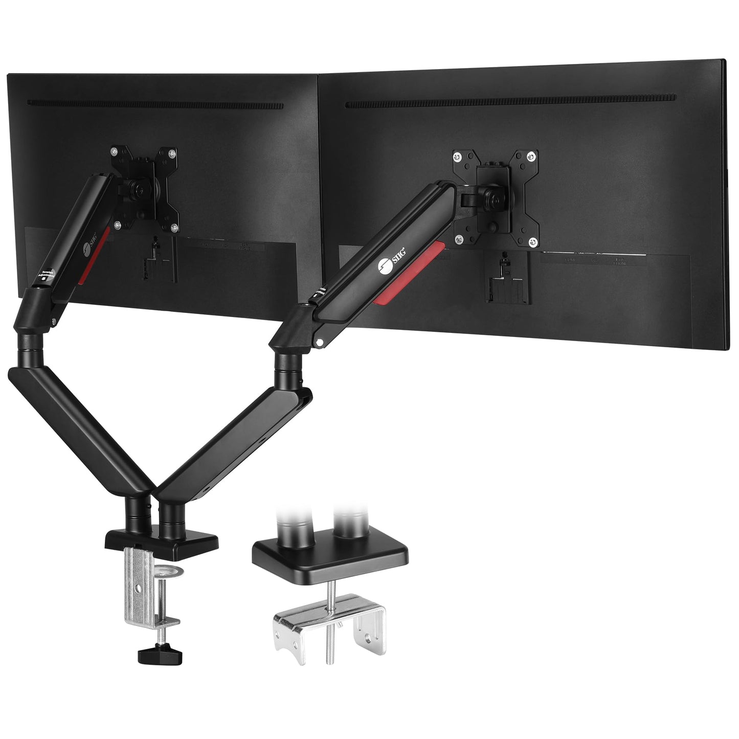 SIIG Dual Monitor Gas Spring Arm Desk Mount - 13" to 32" - Max Load 22 lbs -