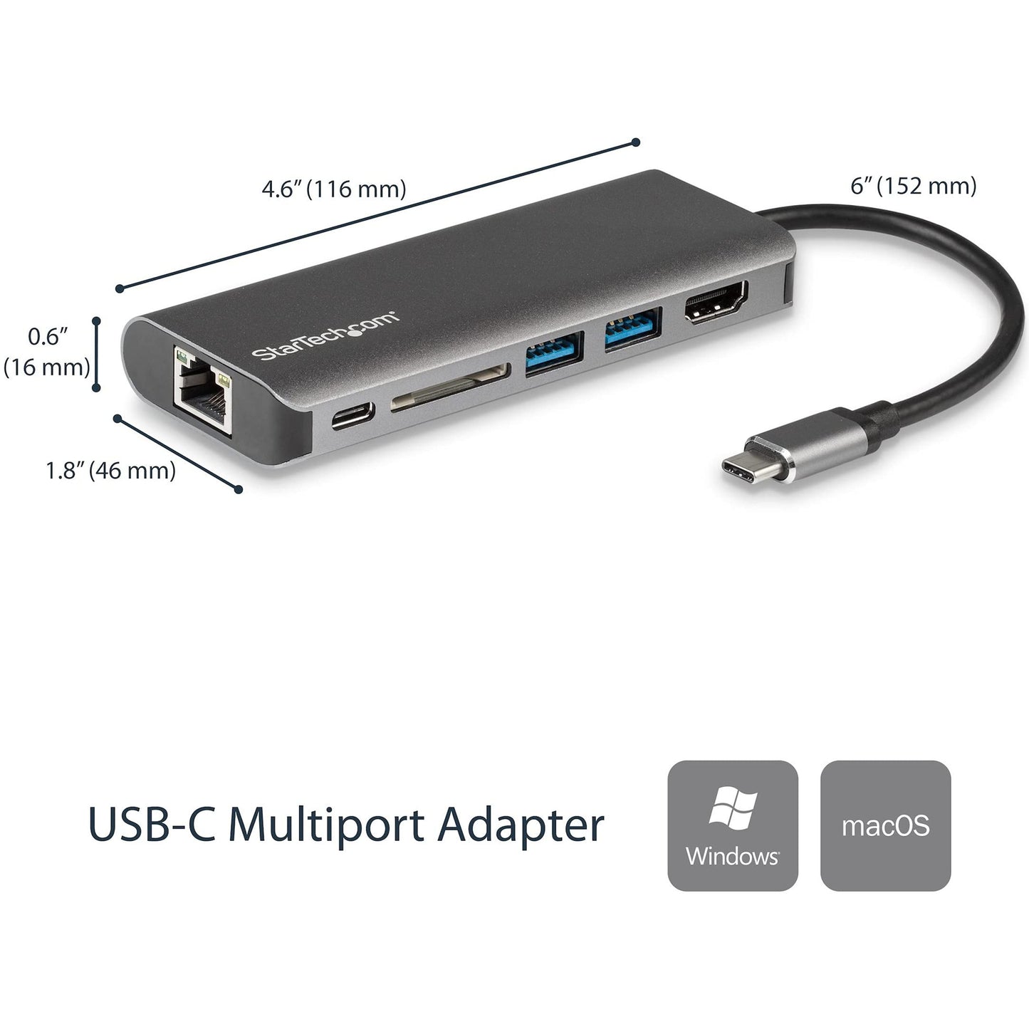 StarTech.com DKT30CSDHPD Single 4K Monitor USB C Mulitport Adapter with HDMI -