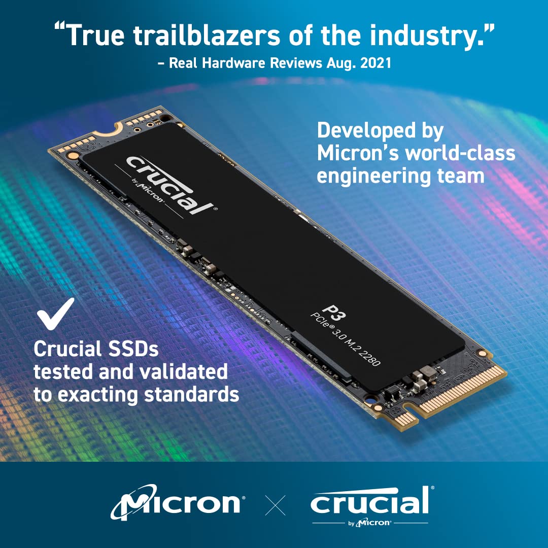 Crucial P3 1TB PCIe 3.0 3D NAND NVMe M.2 SSD, up to 3500MB/s - CT1000P3SSD8