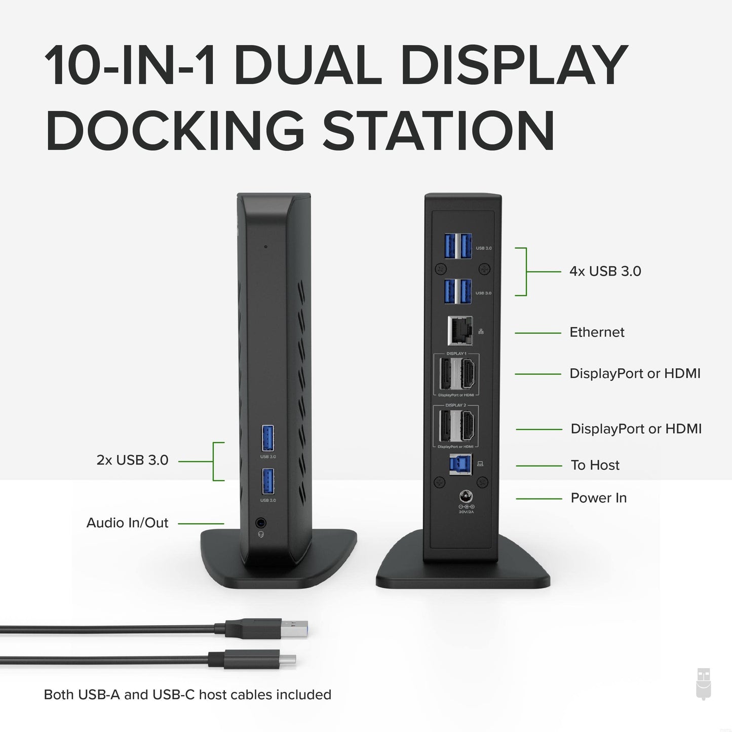 Plugable USB 3.0 and USB-C Dual 4K Display Docking Station with DisplayPort and