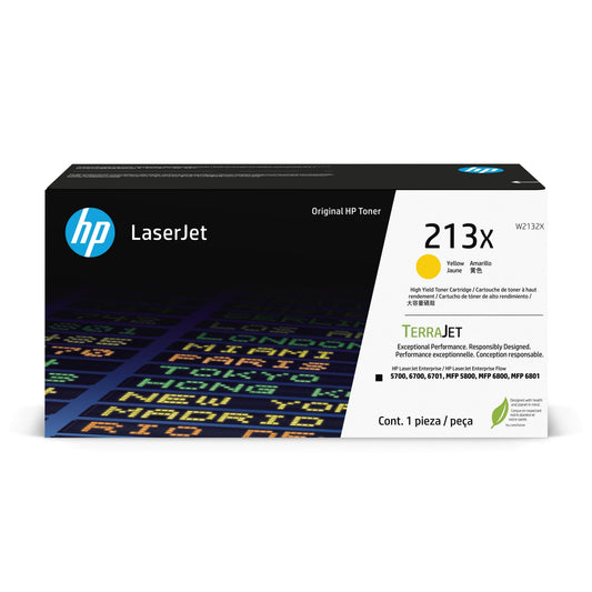 HP 213X TerraJet High Yield LaserJet Toner Cartridge - Yellow  W2132X