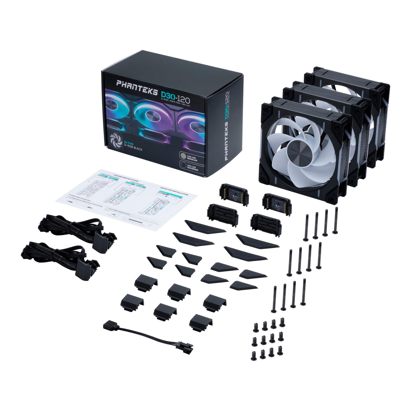 Phanteks D30-120 DRGB PWM FAN 3Pack, Reverse Airflow Model, Premium D-RGB