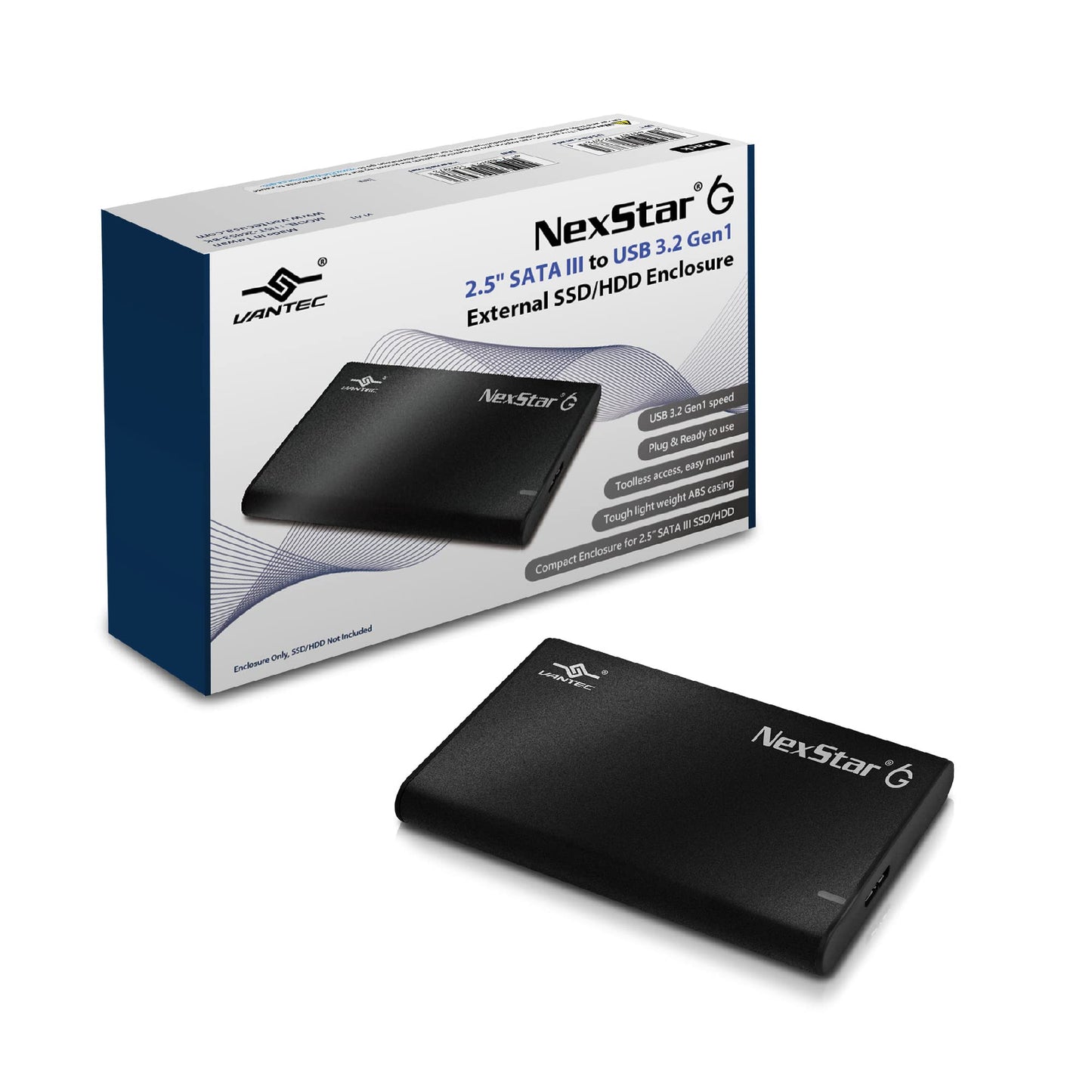 Vantec NexStar 6G 2.5” SATA III to USB 3.2 Gen1 External SSD/HDD Enclosure