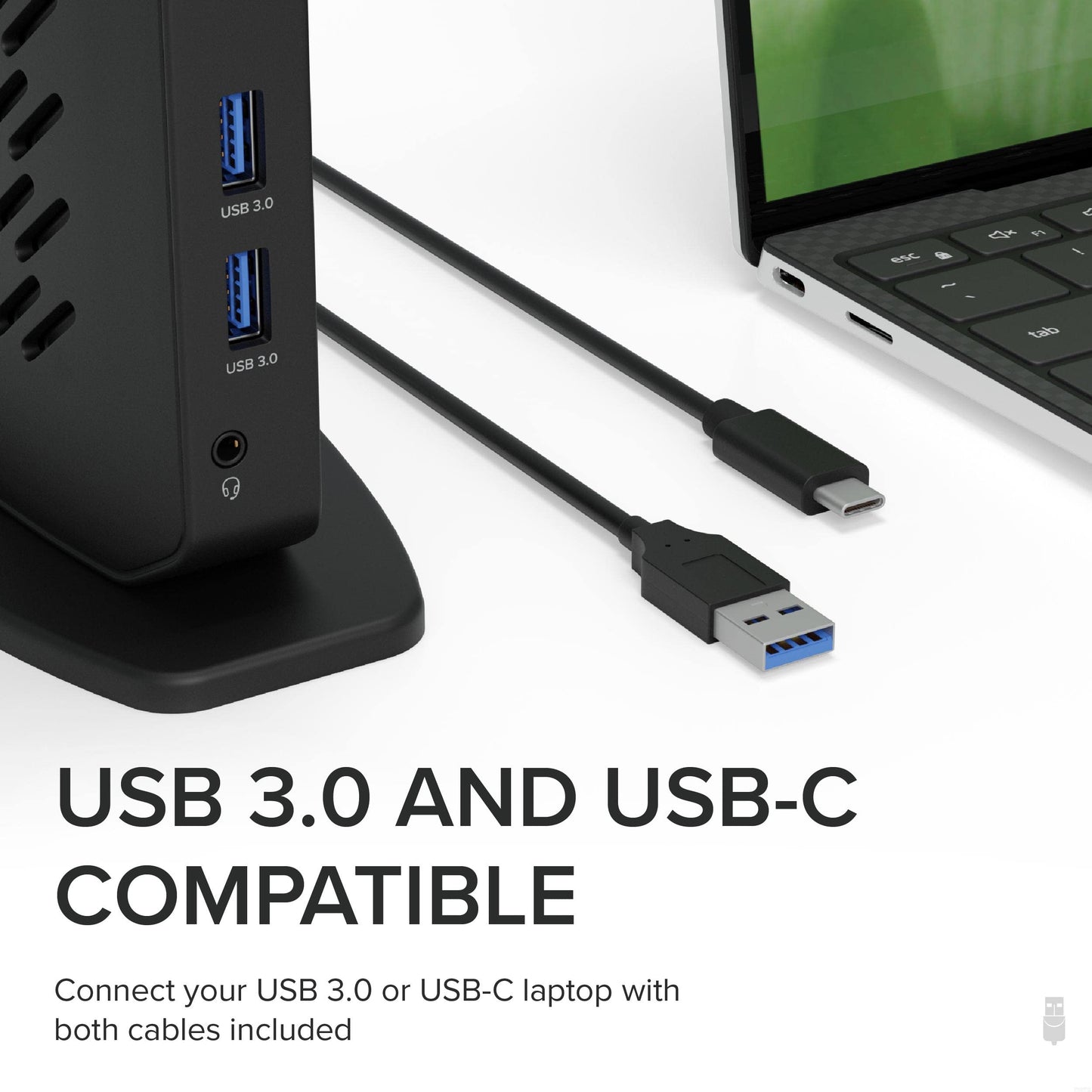 Plugable USB 3.0 and USB-C Dual 4K Display Docking Station with DisplayPort and