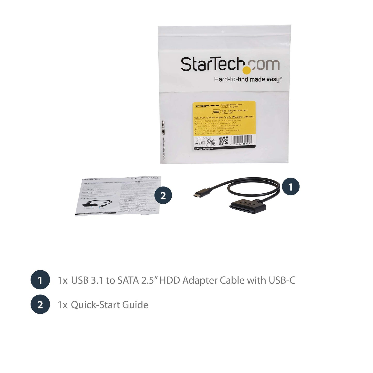 StarTech.com USB31CSAT3CB USB 3.1 (10Gbps) Adapter Cable for 2.5" SATA Drives -