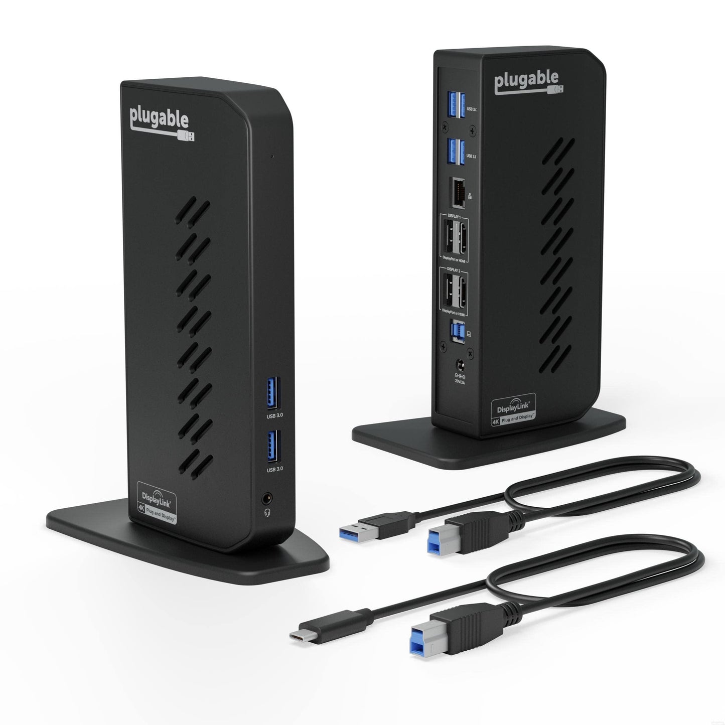 Plugable USB 3.0 and USB-C Dual 4K Display Docking Station with DisplayPort and