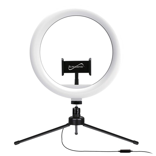 Supersonic SC-1210SR PRO Live Stream 10" LED Selfie Ring Light with Stand and