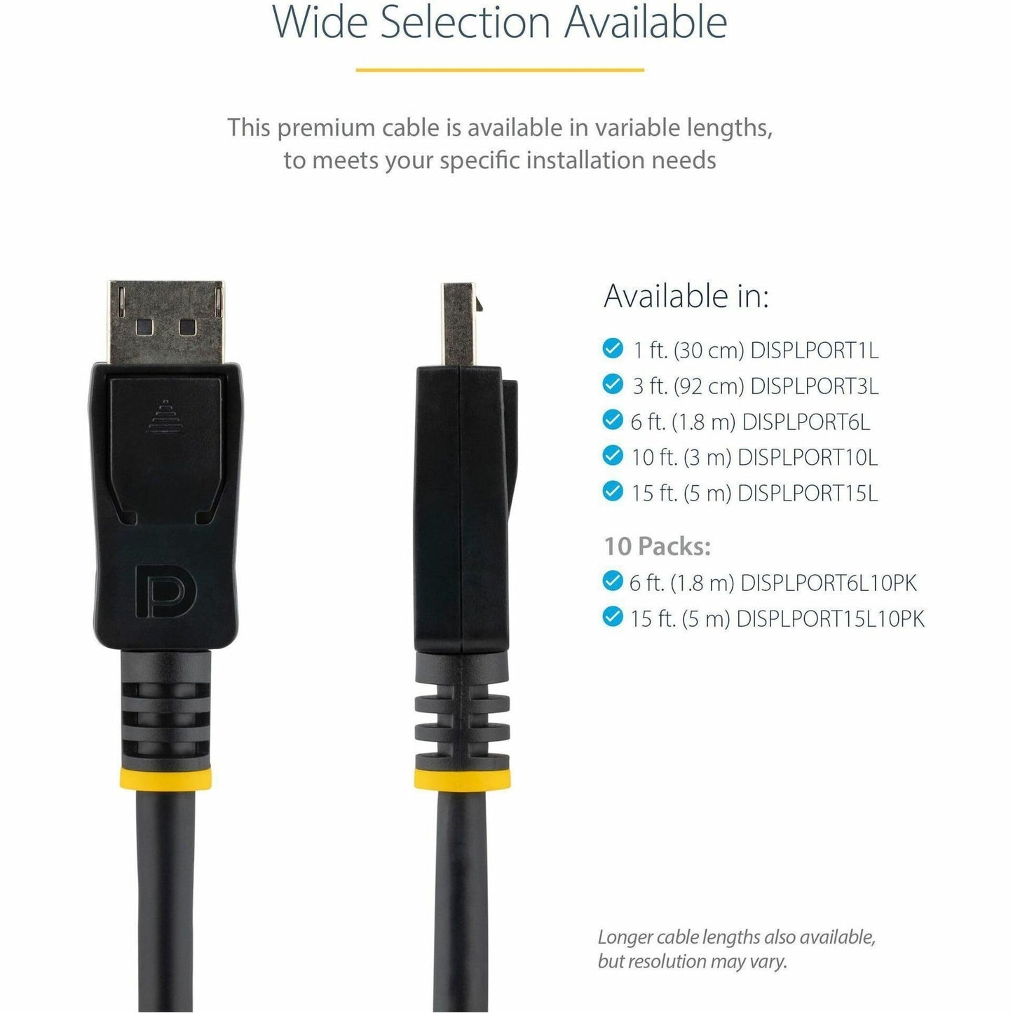 StarTech 6ft DisplayPort 1.2 Cable 10 Pack DISPLPORT6L10PK