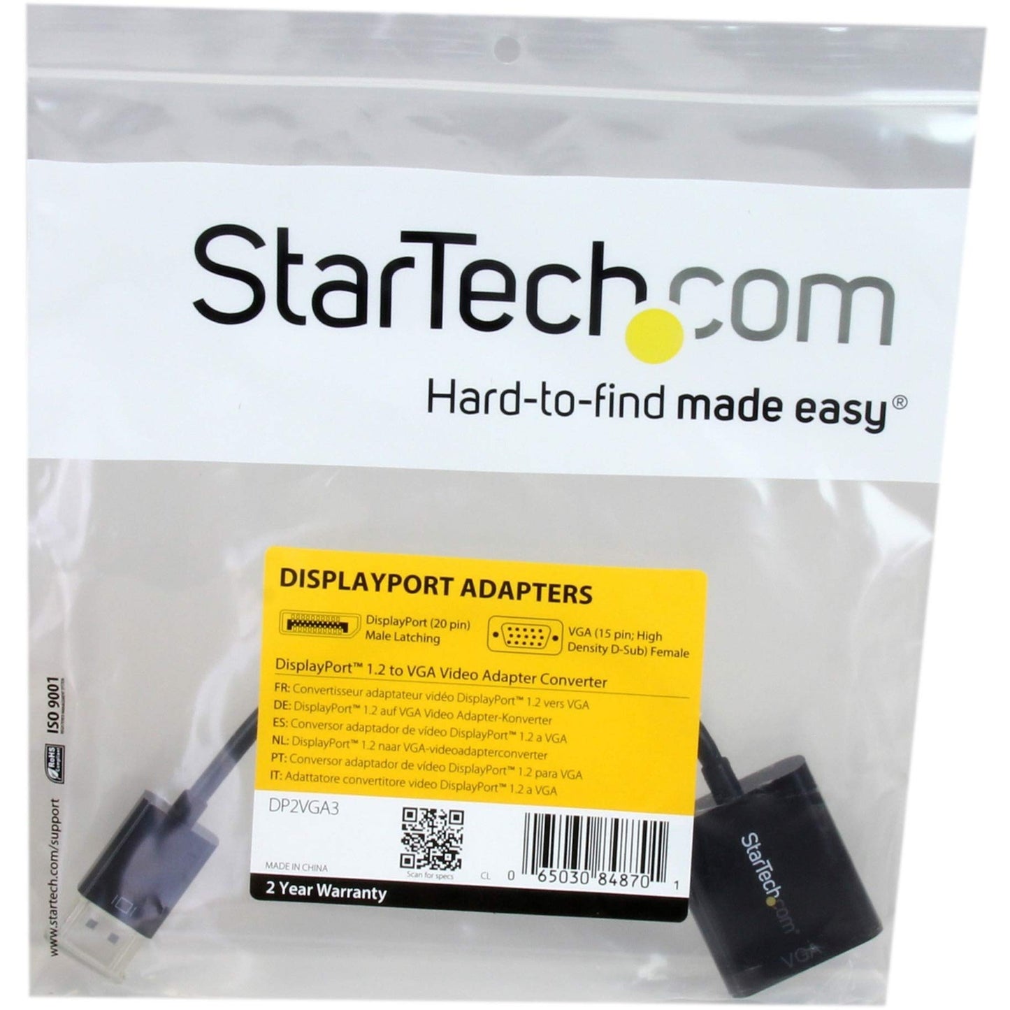 StarTech.com DP2VGA3 DisplayPort to VGA Adapter Converter - DP to VGA - Connect