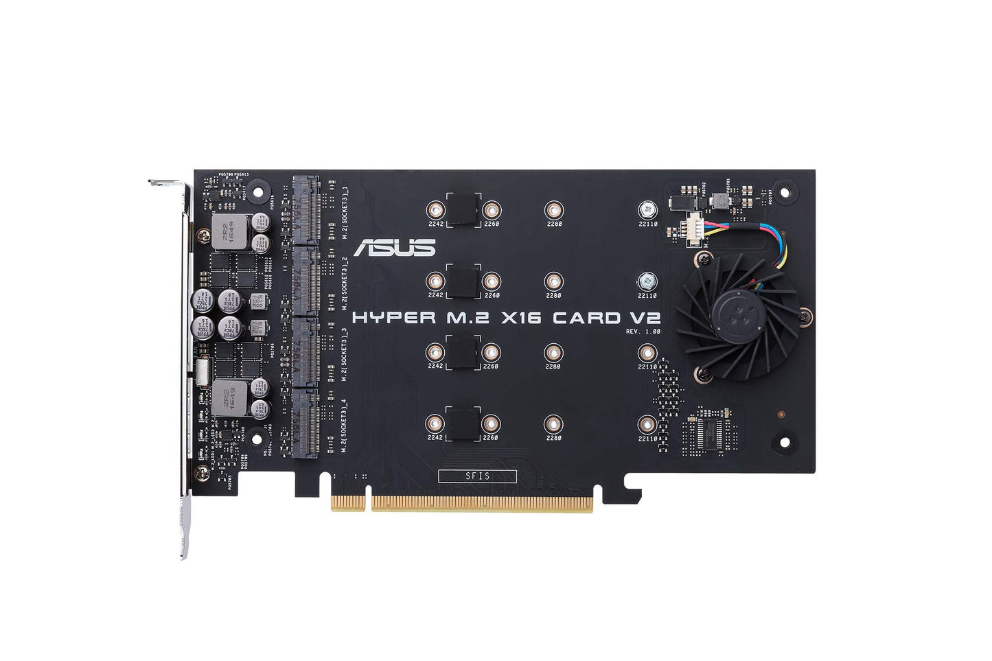 ASUS Hyper M.2 x16 PCIe 3.0 x4 Expansion Card V2 supports 4 NVMe M.2