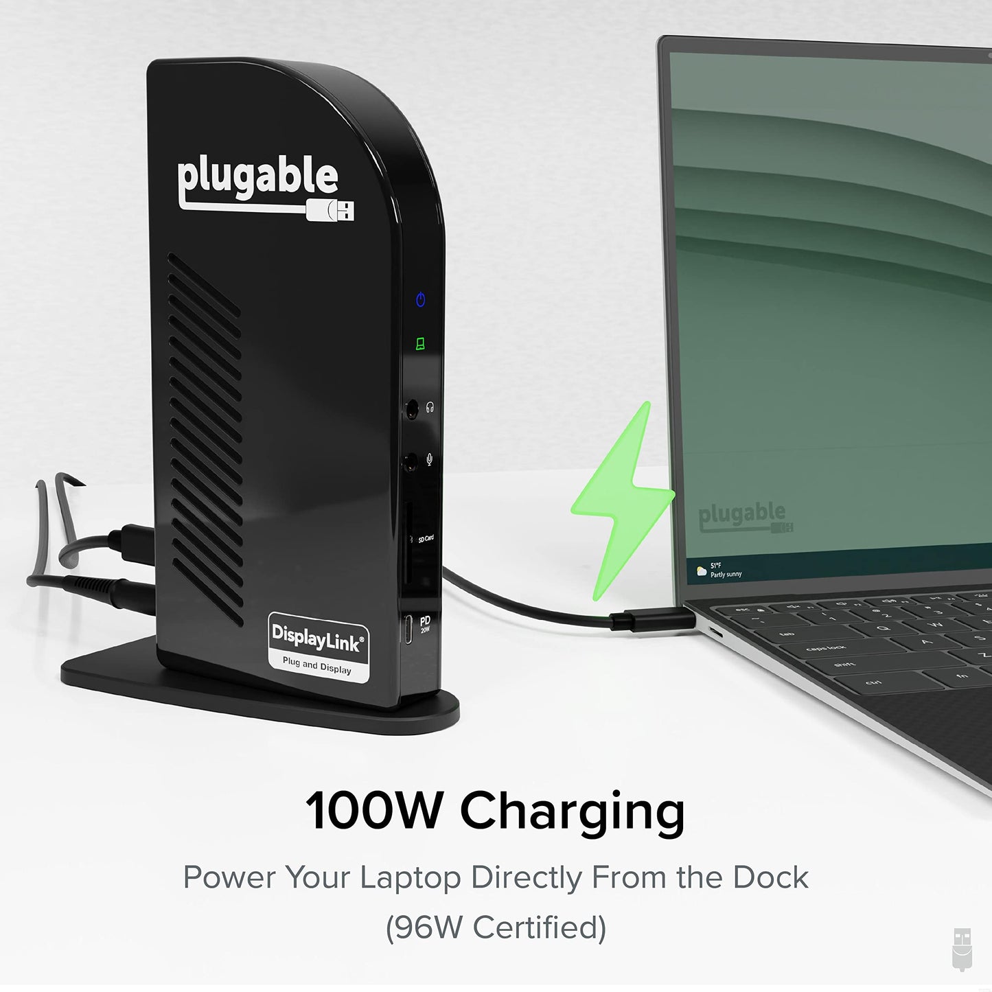 Plugable 14-in-1 USB C Docking Station with 4x HDMI, Quad Dock with 100W