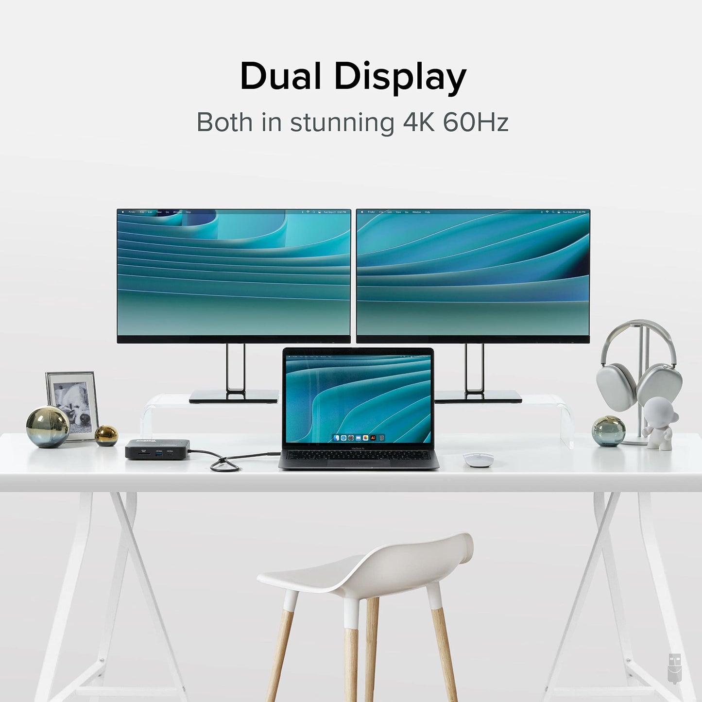 Plugable USB C Docking Station Dual Monitor - Dual HDMI Dock is Compatible with