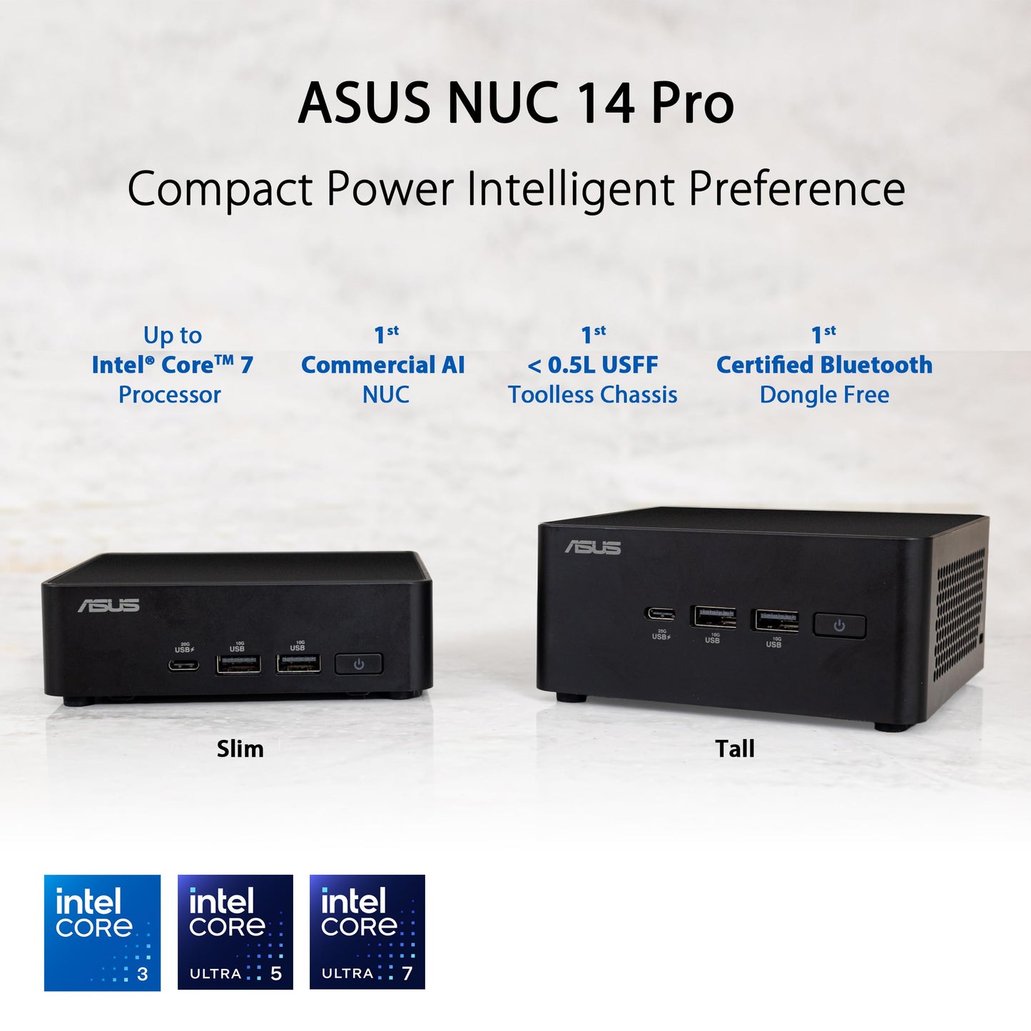 ASUS NUC 14 Pro Intel Core Ultra 5 125H RNUC14RVKU50000UI Slim PC Barebone W/ 2x