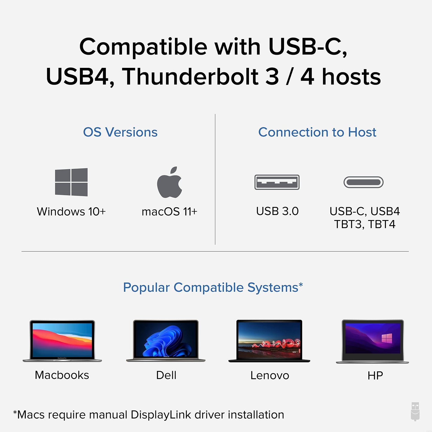 Plugable USB C Docking Station Dual Monitor - Dual HDMI Dock is Compatible with