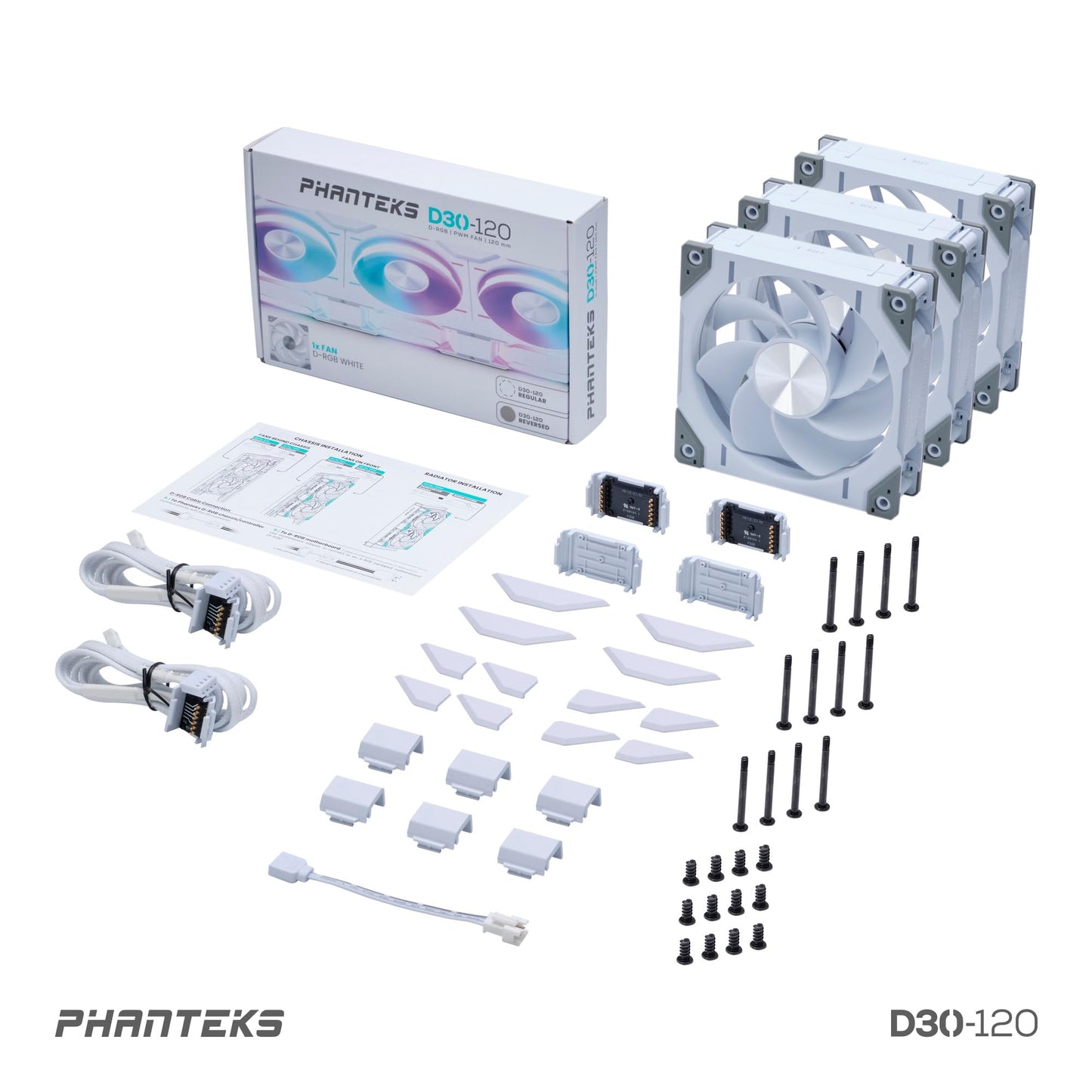 Phanteks D30-120 DRGB PWM FAN 3Pack, Reverse Airflow Model,Premium D-RGB