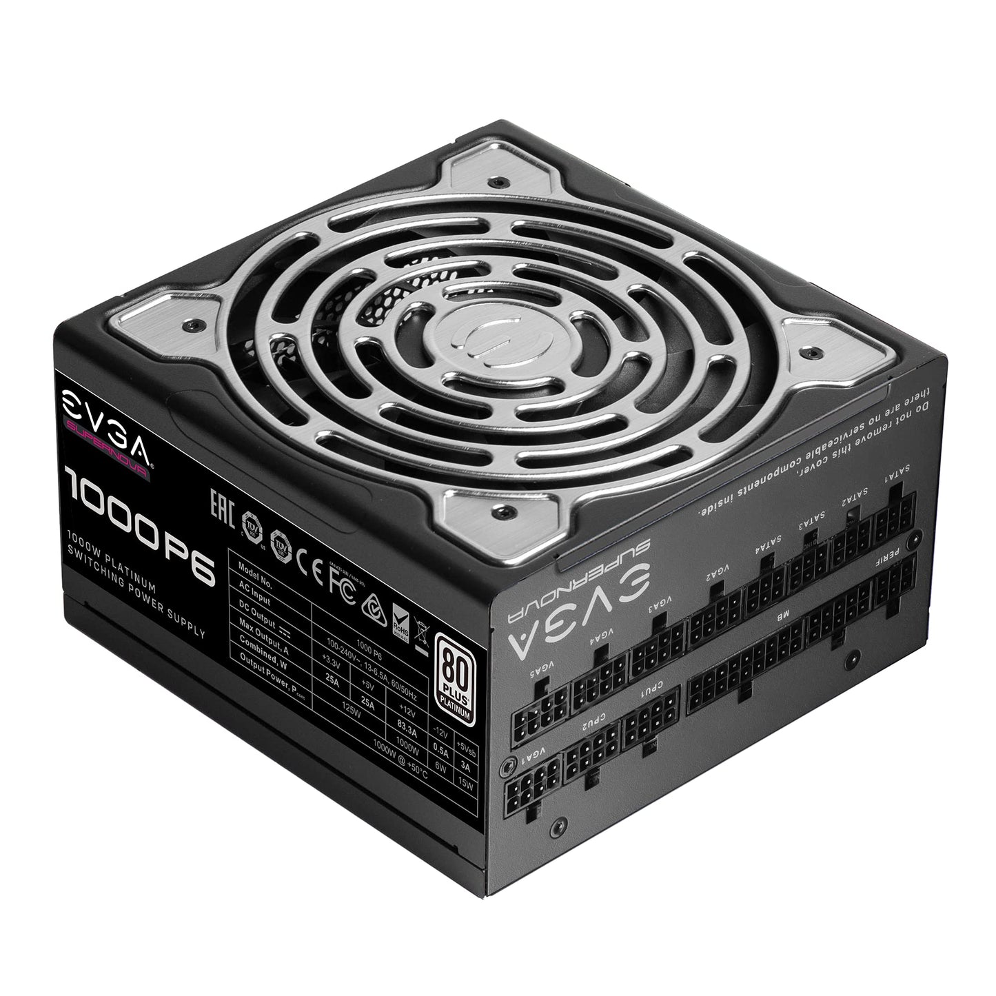 EVGA SuperNOVA 1000 P6, 80 Plus Platinum 1000W, Fully Modular, Eco Mode with FDB