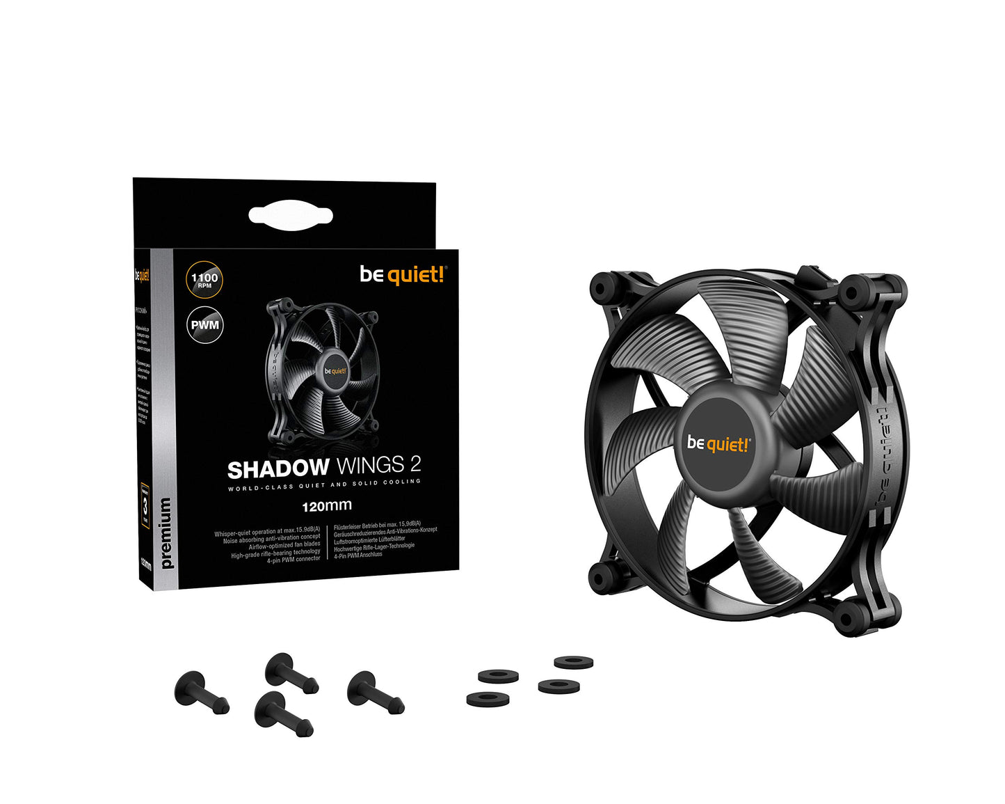 be quiet! Shadow Wings 2 120mm PWM Fan, Airflow-optimized Fan Blades,