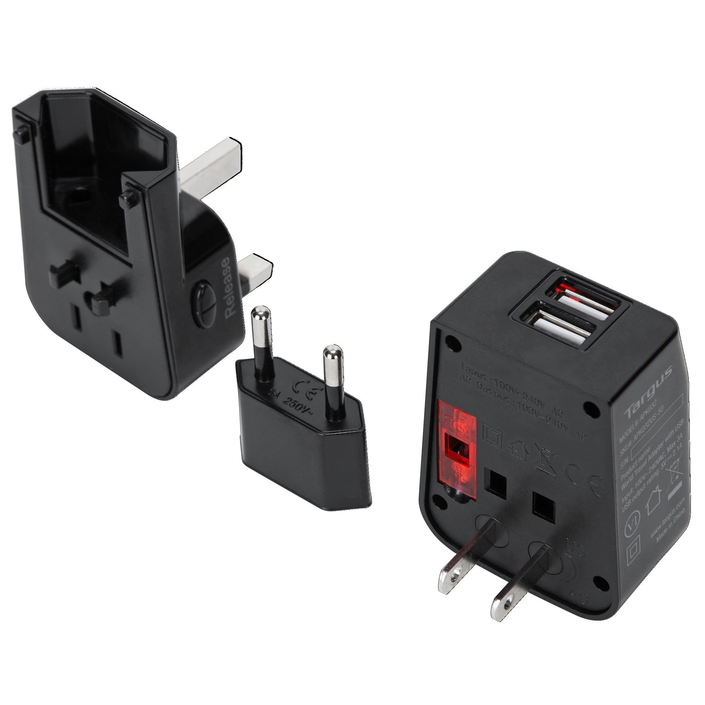 Targus World Travel Power Adapter with Dual USB Charging Ports - APK032US