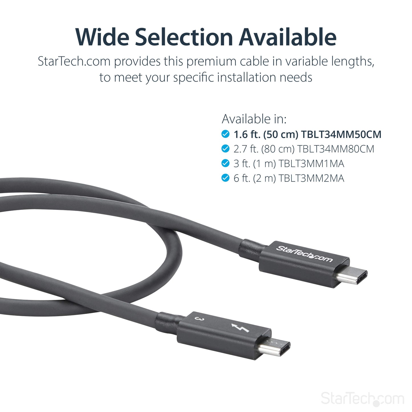 StarTech.com TBLT34MM50CM Thunderbolt 3 Cable - 40Gbps - Daisy Chainable -