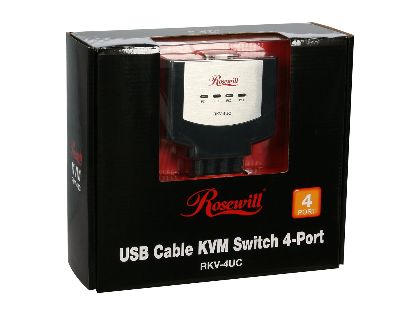 Rosewill RKV-4UC 4 Port USB Cable KVM, 0.9m Cable Built with Speaker MIC Remote