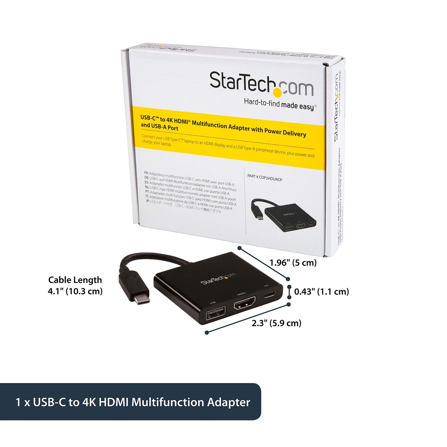 StarTech.com CDP2HDUACP USB-C to HDMI Adapter - 4K 30Hz - Thunderbolt 3