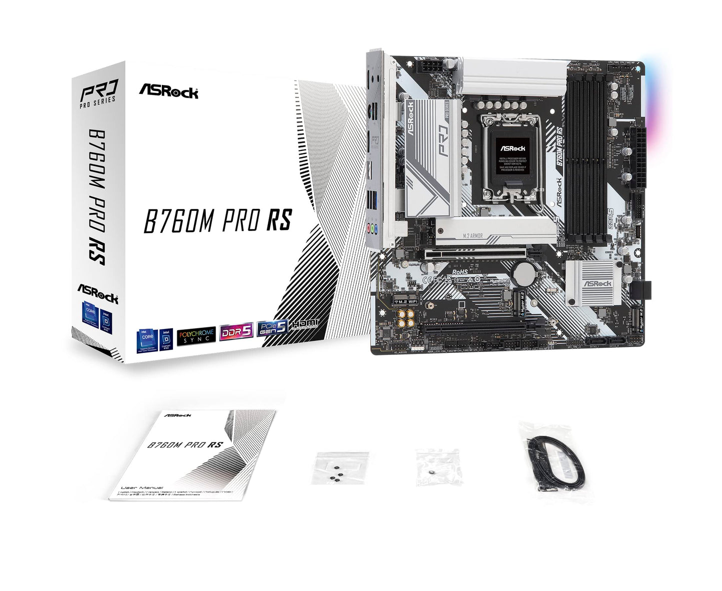 ASRock B760M PRO RS LGA 1700 Intel B760 SATA 6Gb/s Micro ATX Motherboard