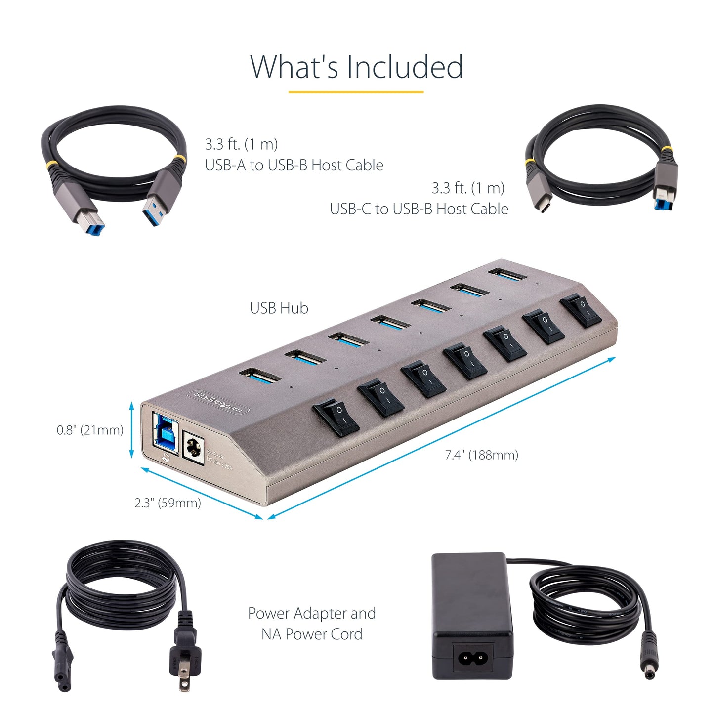 StarTech 7-Port Self-Powered USB-C 3.0 5Gbs Expansion Hub 5G7AIBSUSBHUBNA