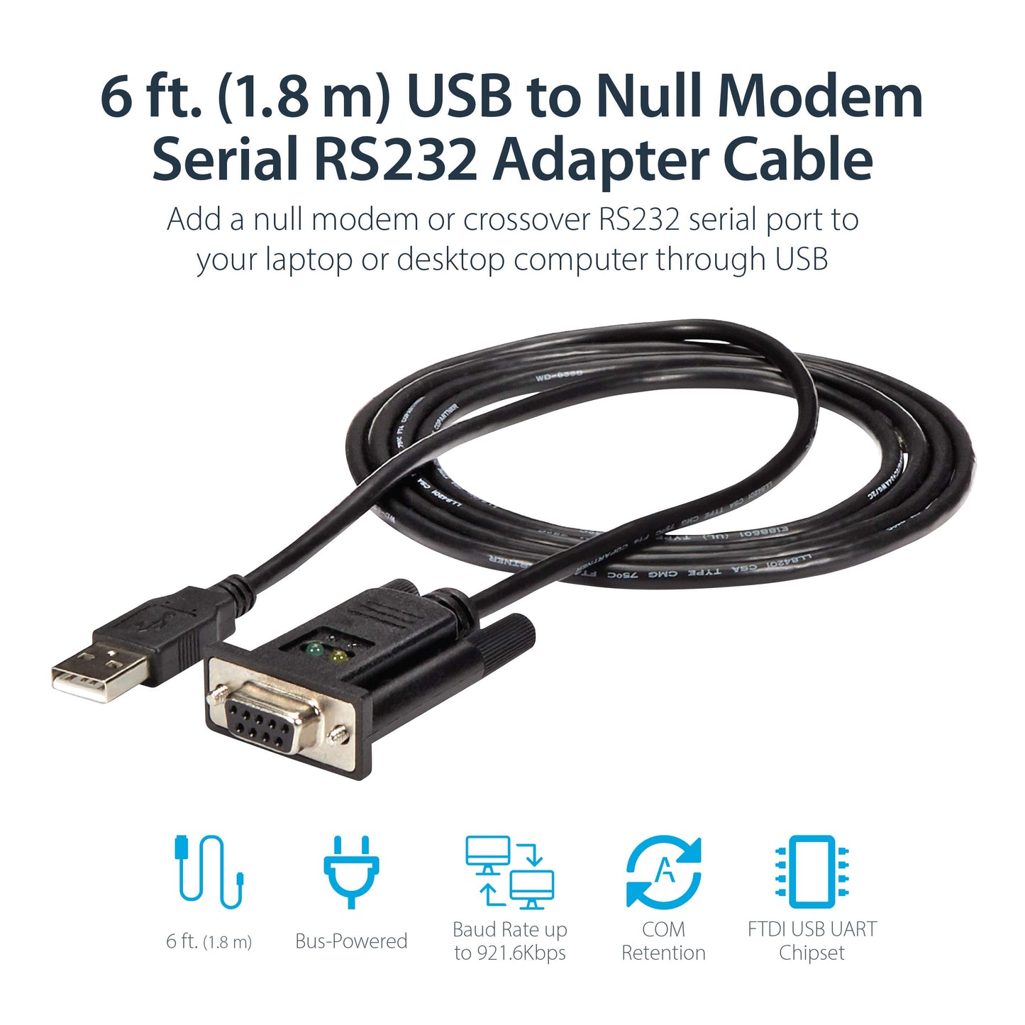 StarTech.com Model ICUSB232FTN 1 Port USB to Null Modem RS232 DB9 Serial DCE