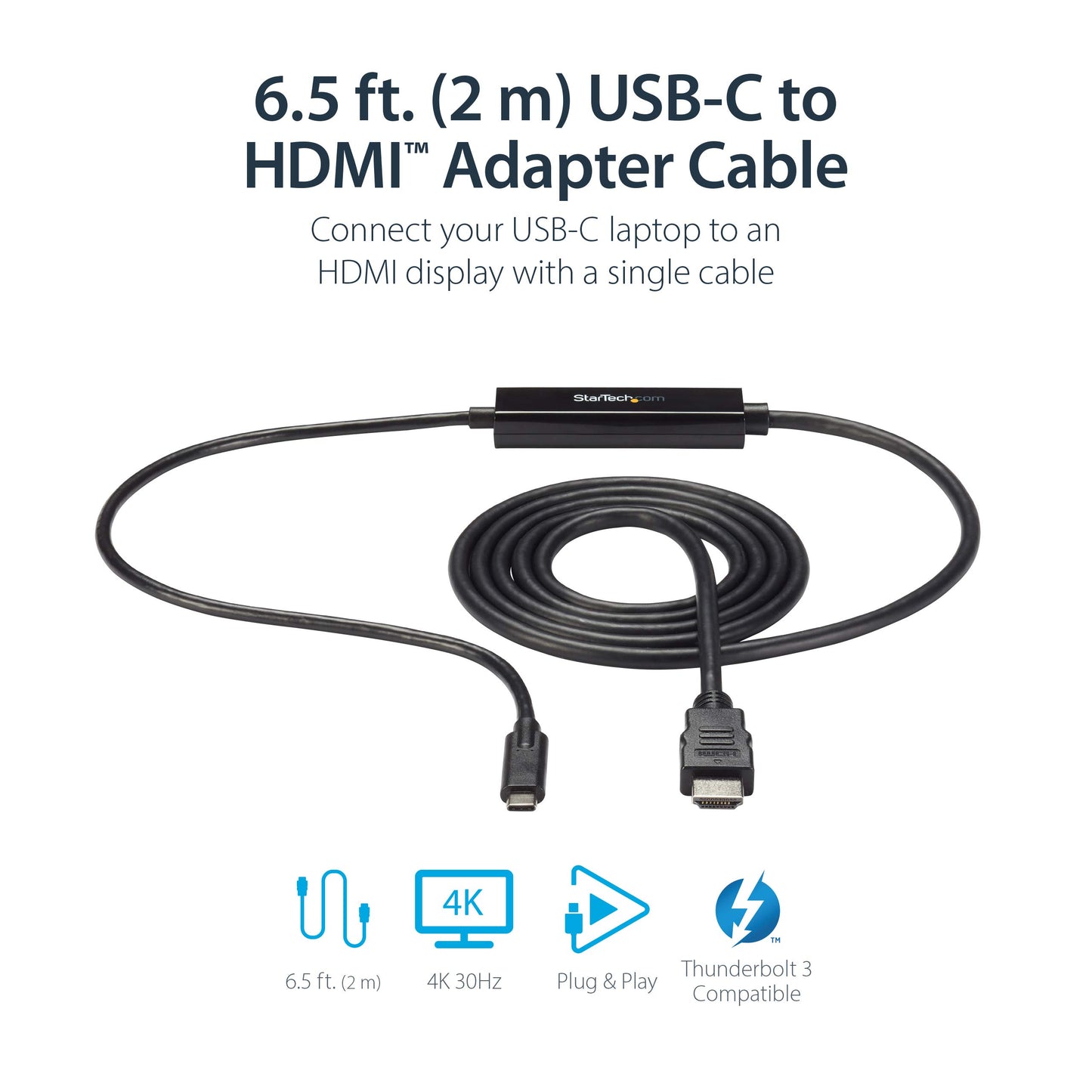 StarTech.com CDP2HDMM2MB USB-C to HDMI Adapter Cable - 4K at 30 Hz