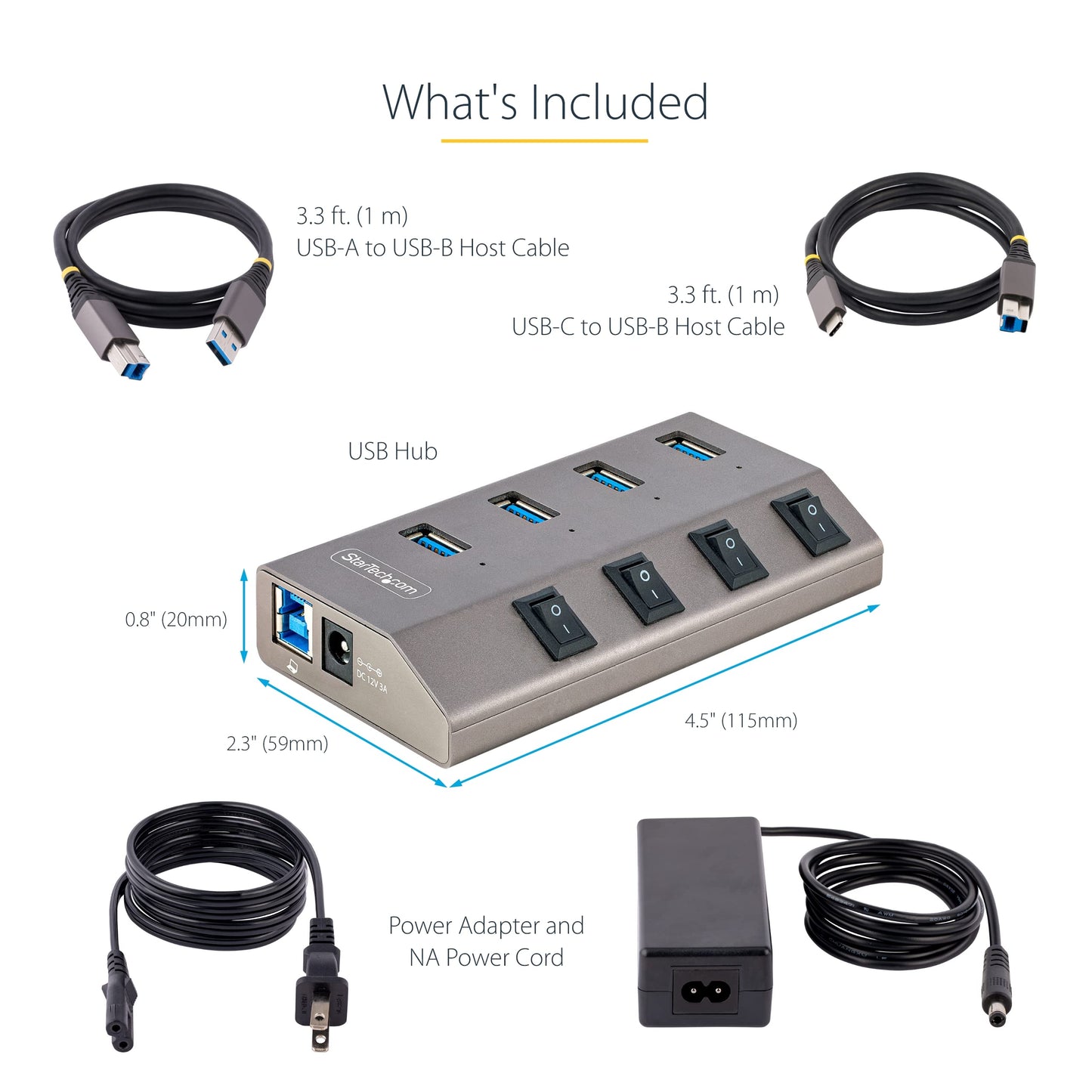 StarTech 4-Port Self-Powered USB-C 3.0 5Gbs Expansion Hub 5G4AIBSUSBHUBNA