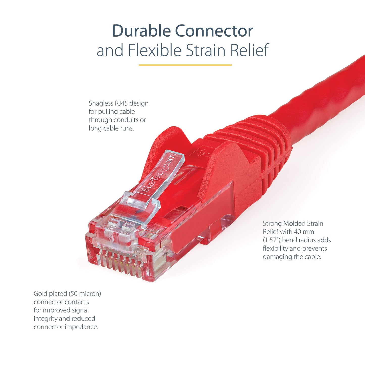 StarTech 9ft Snagless Molded Cat6 RJ45 UTP Network Patch Cable - Red